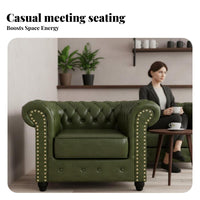 Retro Design Tufted Chesterfield Loveseat Deep Button Tufting Tufted Scroll Arm Sofa Rolled Arms Booth Seating Nailhead Accents for Cafe Owners, Couples, Adults, Restaurant, Bar, Tea Shop