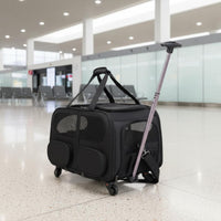 Portable Pet Trolley Case Large Capacity Pet Suitcase Lightweight Rolling Feline Carrier Ventilation System for Outdoor