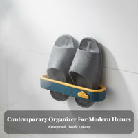 Drilltool-Less Installation Adhesive Slipper Rack No Drilling Required Adhesive Slipper Holder Cumulus Shape Shoe Storage Contrast Color Design for Renters, Homeowners, Students, Bathroom, Entryway, Small Areas, Dorm Room