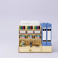 Desk Storage with Pen Holder, File for A4 Documents and Books, Multi-Compartment Desktop Organiser for Home Office Accessories