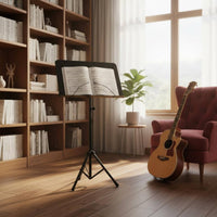 Folding Music Stand Foldable Design Adjustable Height Music Stand Large Panel Musical Instrument Accessory for Instrumentalists, Home Practice