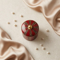 Lidded Jar with Metal Knob Cylindrical Mango Wood Canister with Lid for Vanity