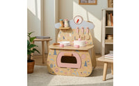 Wooden Play Kitchen with Accessories Kids Tabletop Toy Cooker Young Child Wooden Play Kitchen Set for Playroom