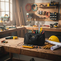 Wear-Resistant Canvas Tool Bag Multi-Purpose Portable Tool Case Large Capacity Heavy-Duty Zipper Bag Easy-Grab Handle for Electricians, Carpenters, Repairmen, Home Repair, Job Site