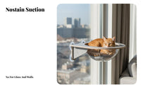 Drillnon-Drill Installation Suction Cup Window Perch Transparent Capsule Bed Suction Cup Window Shelf Space-Saving Feline Furniture Supports Large Felines for Apartment Dwellers, Indoors, Glass Panels, Glass Surfaces, Sunbathing