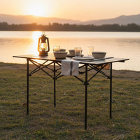 Sturdy Cross-Frame Roll-up Camping Table for Barbecue