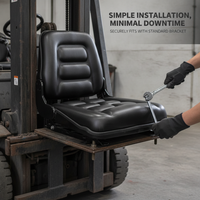 Forklift Premium Leather Seat with Adjustable Backrest and Iron Plate Bracket for Hangcha Heli Longgong Liugong TCM