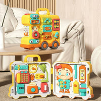 Pretend Play Toddler Busy Board Educational Fun LED Light up Busy Board Multi-Functional Life Skills Learning Toy Safe Materials for Toddlers, Preschoolers, Car Rides