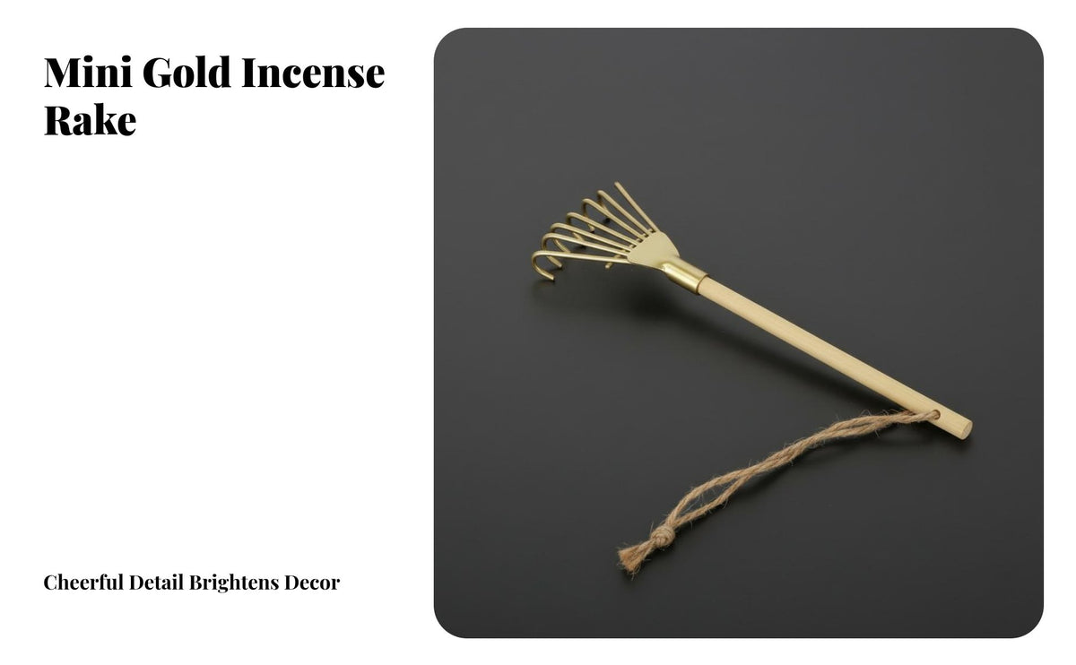 Gilded 7-Tine-Tine Rake Decorative Mini Aromatic Ash Rake Feng Shui Decor Mindful Relaxation for Office Desk