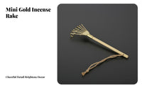 Gilded 7-Tine-Tine Rake Decorative Mini Aromatic Ash Rake Feng Shui Decor Mindful Relaxation for Office Desk