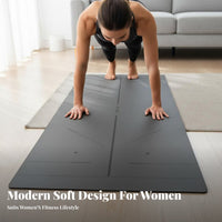 Non-Slip Roll-up Exercise Mat Extra Thick Alignment Exercise Mat Shock-Absorbing Workout Pad Thickened for Beginners, Adults, Home, Floor Exercises, Pilates Studio, Outdoor