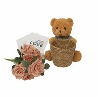 DIY Craft Project Bear Flower Arrangement Holder Teddy Bear Basket for Florists, Women, Holiday Celebration, Birthday Party, Home Decor