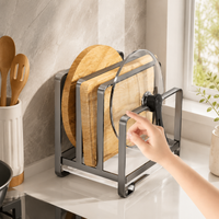 Lid Stand, Frying Pan Rack, Lid Storage Rack, Cabinet Storage, Stove Side Rack, Organization, Space-saving