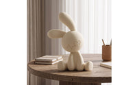 Hare Figurine with Flocked Surface Resin Sitting Hare Figurine Soft-Touch Table Ornament for Living Room, Office