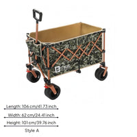 Steel Frame Folding Wagon Transport Vehicle Washable All-Terrain Wagon Transport Vehicle Double-Layer Large Wheels for Camping