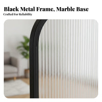 Light-Diffusing Fluted Glass Room Divider Space-Saving Freestanding Glass Partition Lightweight Freestanding Room Partition Rounded Corners for Homeowners, Interior Designers, Office Workers, Entryway, Bedroom, Studio Apartment, Events