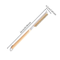 Wooden Handle Copper Wire Brush Screwdriver Included Pizza Brush Hanging Loop Cleaning Tool Narrow Head for Barbecue