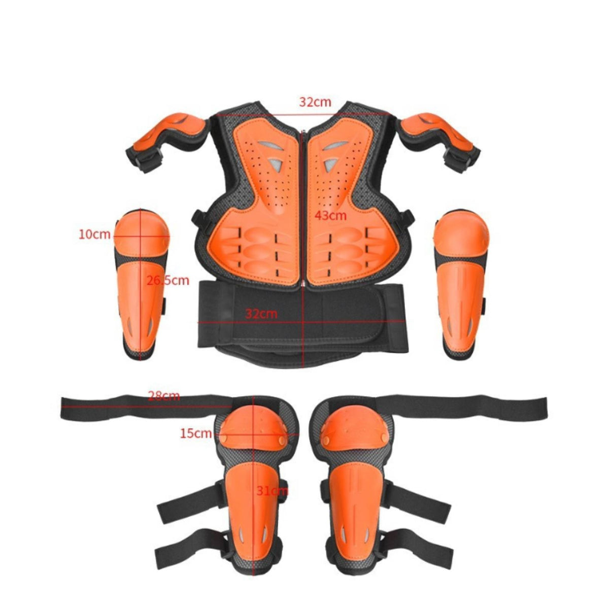 Chest Vest with Elbow and Knee Guards Impact-Resistant Guarding Guard Shock-Absorbing Guarding Riding Gear Set for Kids, Biking, Skateboarding
