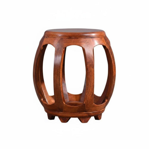 Round Drum Stool Traditional Chinese Design Household Furniture Sturdy Wood Construction Polished Finish for Grown-up S