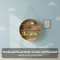 Round Wall Shelf Sturdy Wood Circular Hanging Shelf Circular Display Rack Multi-Tier Design Boho Wall Decor Hardware-Effortless