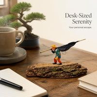 Chinese Style Micro Landscape Ornaments with Ancient Figures and Mountain Bonsai