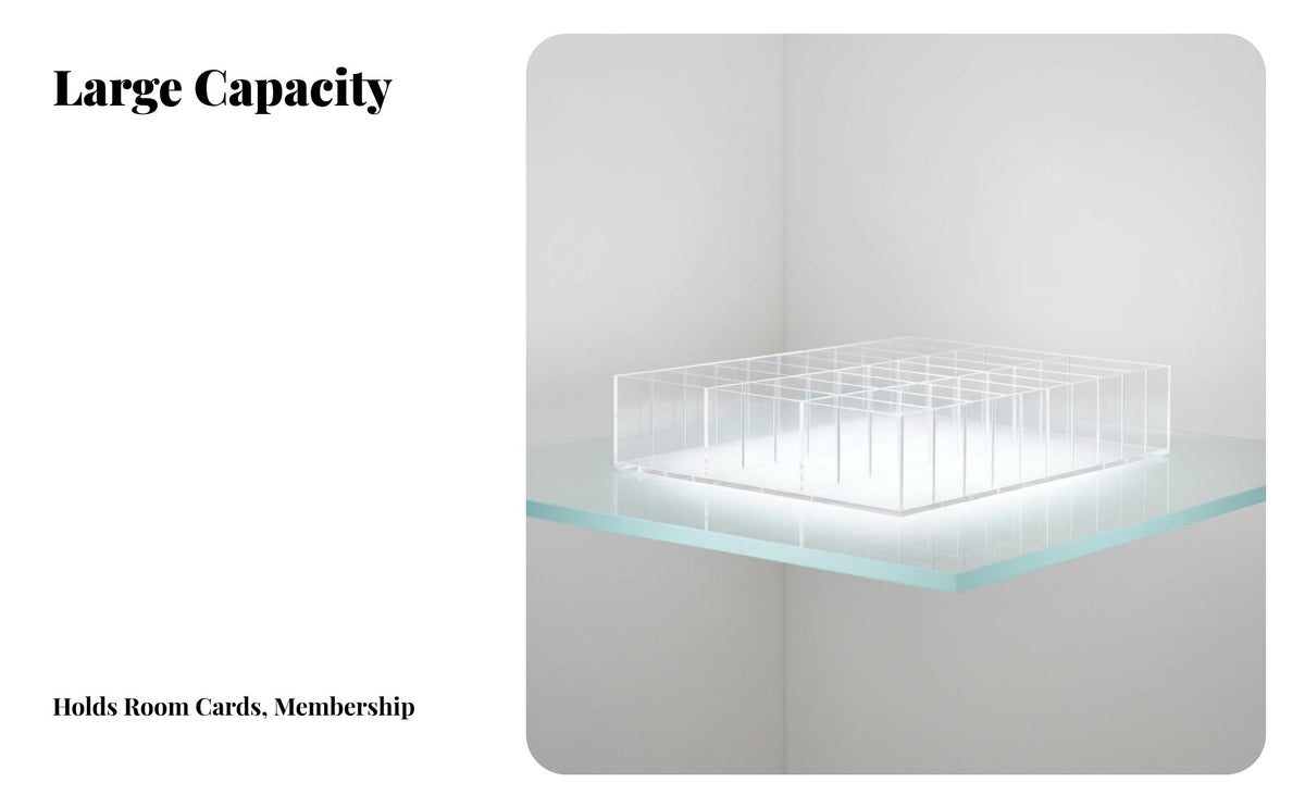 Hotel Key Card Box Clear Design Acrylic Card Holder Desktop Note Card Organizer for Receptionists, Businesses