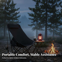 extremely lightweight Highrear Moon Chair Collapsible Frame Highrear spinepacking Chair sturdy Construction Portable Seating Includes Carry Bag for Campers, outdoor mealkers, Camping, Fishing, outdoor meals, Hiking