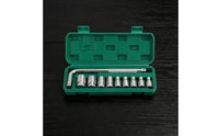 L-Shaped Socket Wrench Set Textured Grip Socket Wrench Set with Case Chrome-Finished Tool Kit with Storage Case for Mechanics, Home Repairs, Workshop