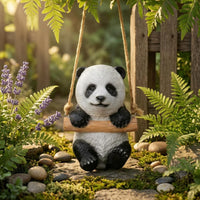 Animal Swing Ornament Jute Rope Hanging Animal Decor Swing Seat Decor Painted Cute Hanging Sculpture Outdoor Use for Yard