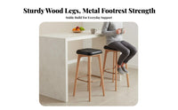 Bar Stool with rear supportrest Non-Slip Feet Upholstered Barstool with rear supportrest