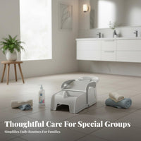 Compact Storage Foldable Hair Washing Chair Ergonomic Design Home Shampoo Recliner Padded Cushion Portable Shampoo Lounger Hygienic for Women, Post-Surgery Patients, Bedridden, Bedroom, Living Room, Bathroom