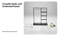 Marble Base Jewelry Rack Multi-Functional Marble Base Jewelry Display Earring and Necklace Holder Space-Saving for Vanity Table