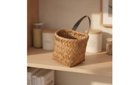 Rattan-Like Woven Basket with Hanging Strap Tapered Woven Basket Natural Rustic for Entryway, Closet, Bedroom