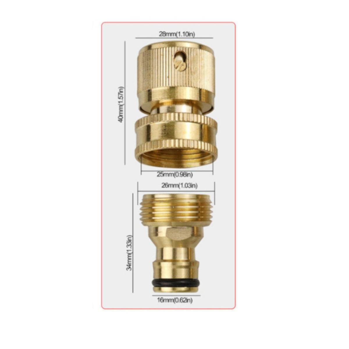 O-Seal Seal Brass Hose Quick Connect Knurled Grip Garden Hose Quick Connector Tool No-Tool Faucet Connector Leak Proof