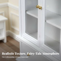 Double Door Design 1:12 Scale Dollhouse Cabinet Functional Doors and Drawers Dollhouse Cupboard with Drawer Fine Craftsmanship for Hobbyists
