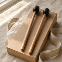 Matching Pair Mallet Drum Mallets Black Head Mallet Drum Mallet Natural Wood Wooden Mallet Slender Shaft for Hand Drums
