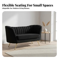 Nordic design Tufted plush fabric Sofa Light Luxury Design Small Couch Slim Metal Legs Loveseat dense Foam padding for Apartment Dwellers, Homeowners, pairs, Living Room, Lounge Area, Office, Bedroom