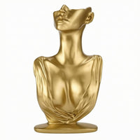 Shoulder Drape Half-Face Mannequin Bust Long Neck Jewelry Bust Integrated Base Necklace Holder