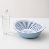 Small Colander and Bowl Set, Double Layer Rice Strainer, PP Kitchen Strainer for Washing Vegetables & Fruit, 34x29x11cm