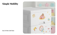 Cute Cartoon Design creatureFace Drawer cabinet polished-glide Drawers childs' Furniture Safe Rounded Corners Organizer Cabinet Lightweight for young children, Parents, Teens, play area, Nursery, Bedroom, Small Apartment