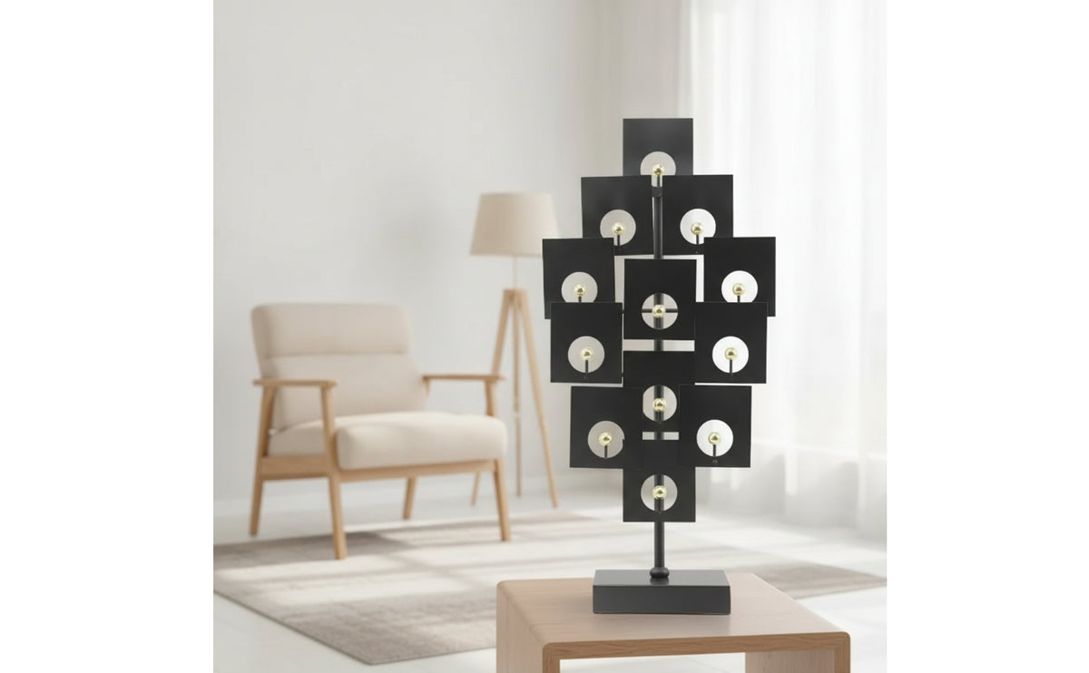 Geometric Sculpture Black and Gold Geometric Ornament Modern Metal Sculpture for Living Room, Entryway, Office