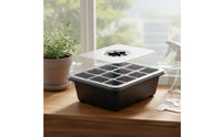 3 Pieces Vented Lid 12 Cell Tray Reusable 6 Cell Tray Sturdy Plastic Seedling Starter Kit for Plant Nursery