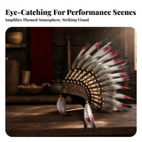 Fan-Shaped Feather Headdress Brown Base Feather Headpiece Crosshatch Lacing Native Style Headdress Spotted Feathers for Stage, Party