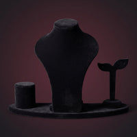 4 Pieces Jewelry Display Set Flocked Jewelry Display with Base Velvet for Vanity