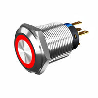 Round Waterproof Push Button Long Mechanical Life Waterproof Stainless Steel Switch for Automotive, Marine
