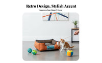 Rectangular Dog Bed Thickly Padded Bolster Pet Bed Non-Slip Bottom Cushioned Cat Lounger for Dogs, Small Pets, Kennel, Crate