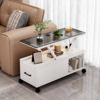 Space-Saving Rolling C-Table With Storage Shelf Wheeled C-Table Modern design Living Room Furniture Multi-Functional for Apartment Dwellers, Homeowners, Remote Workers, Next to Sofa, Small Spaces, Bedroom, Home Office