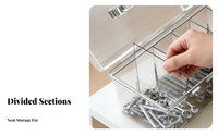 Secure Latch Transparent Screw Organizer Multi-Grid Storage Box Portable Compartment Tool Box for DIY Enthusiasts, Hobbyists, Technicians, Workshop, Garage