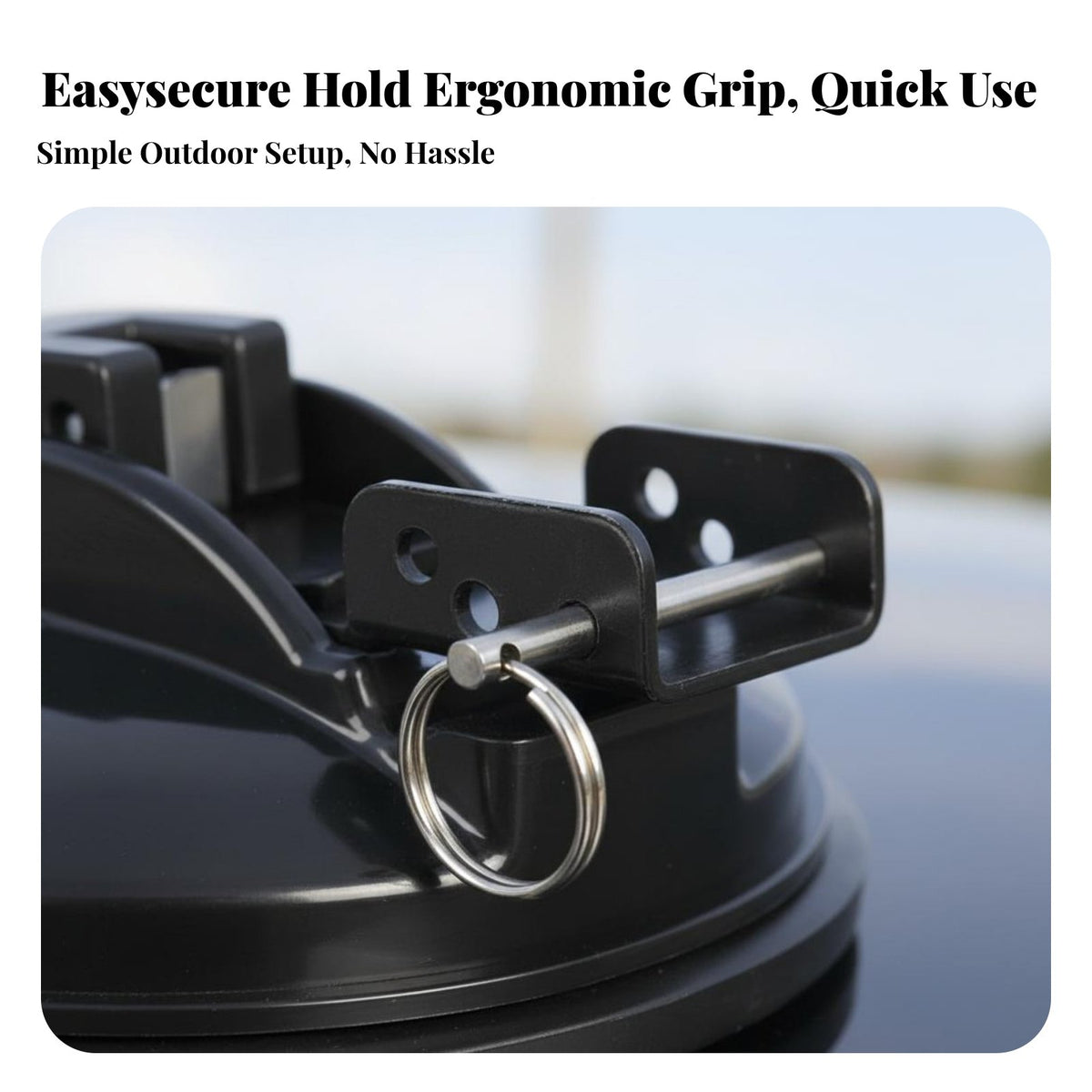 Drilltool-Tool-Less Lever-Activated Suction Cup with Dloop Multi-Purpose Vacuum Mount Quick Release Fastening Hardware Weather-Resistant for Campers, Outdoor Enthusiasts, Car Owners, Camfastening Pegg, Road Trips, Boating