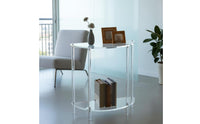 Transparent Semi Circle Side Table Minimalist Acrylic Half Semicircular Table Modern Home Furniture for Living Room, Bedroom, Balcony